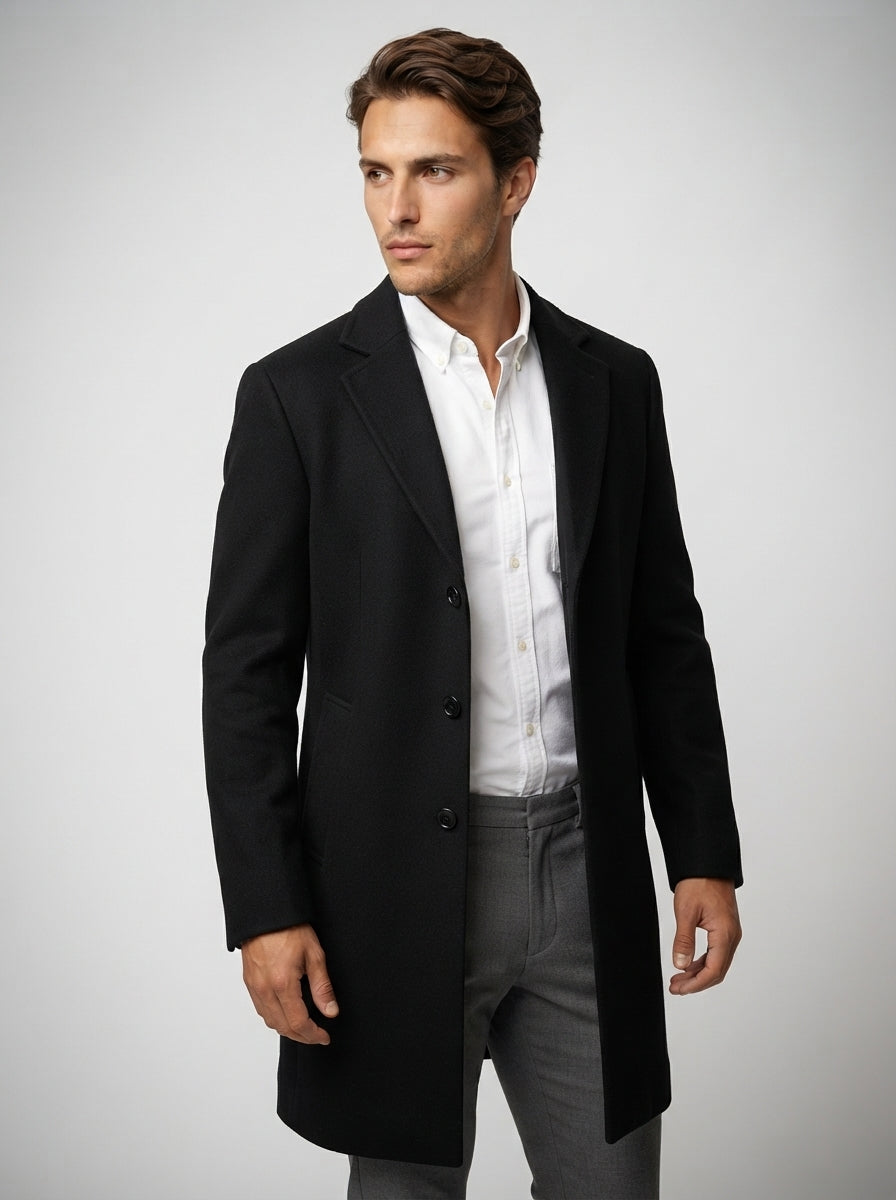 The Corbridge Long Overcoat in Black
