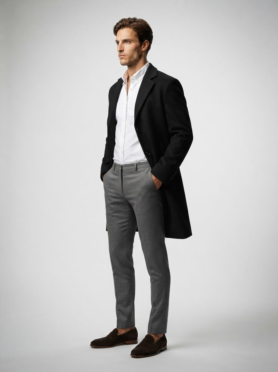 The Corbridge Long Overcoat in Black