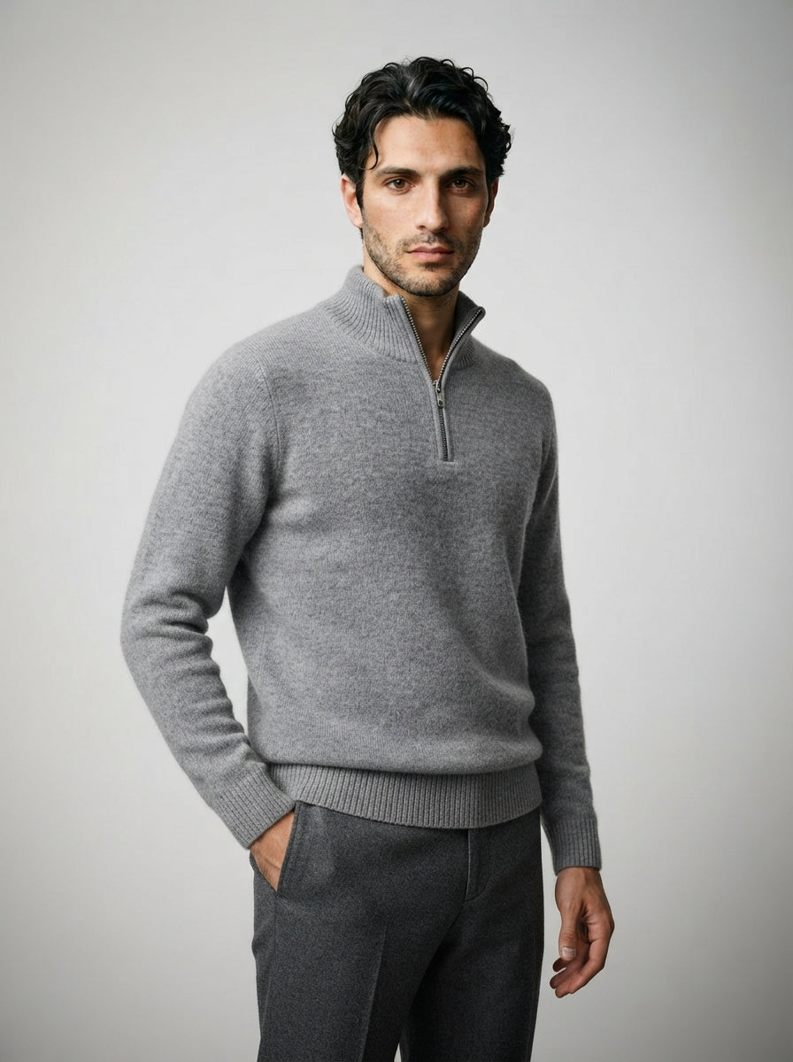 The Ferndale Mock Neck Zip in Gray