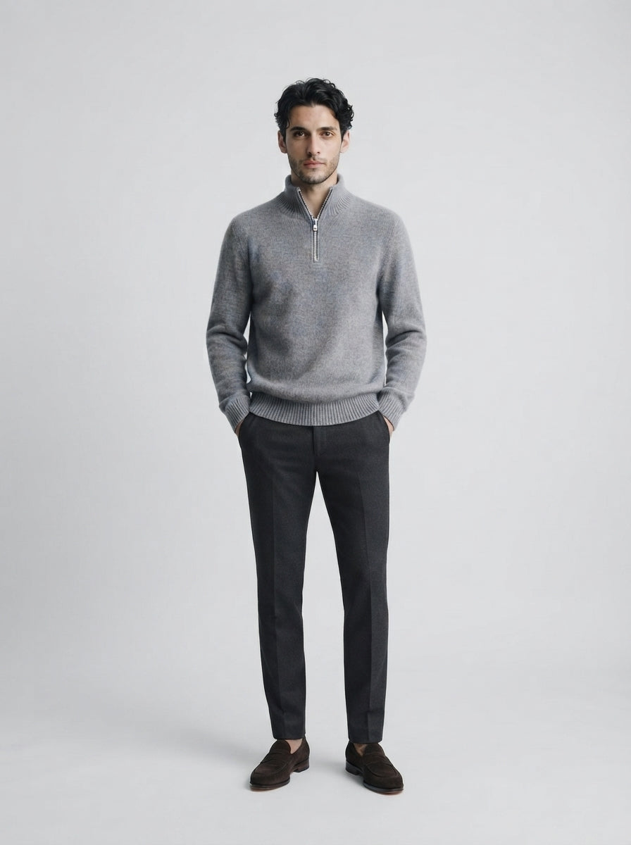 The Ferndale Mock Neck Zip in Gray