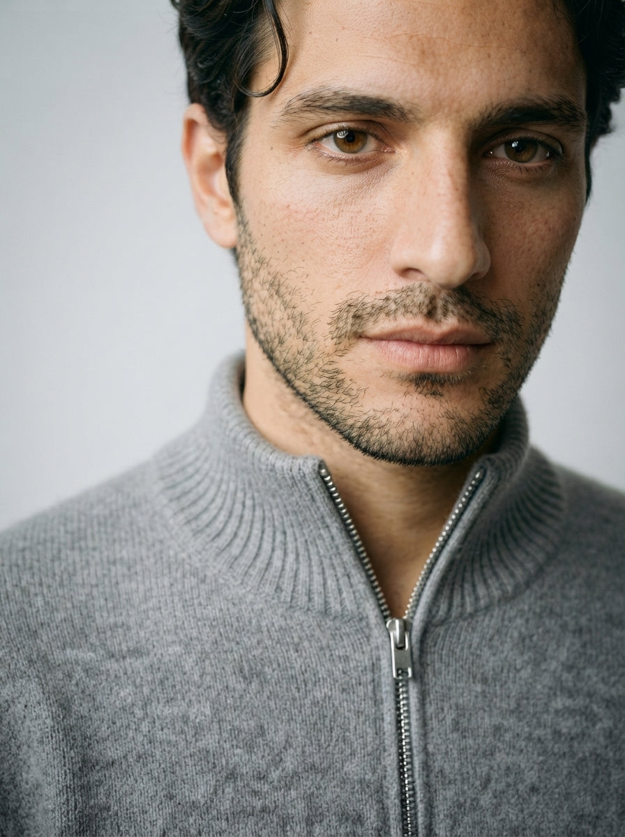 The Ferndale Mock Neck Zip in Gray