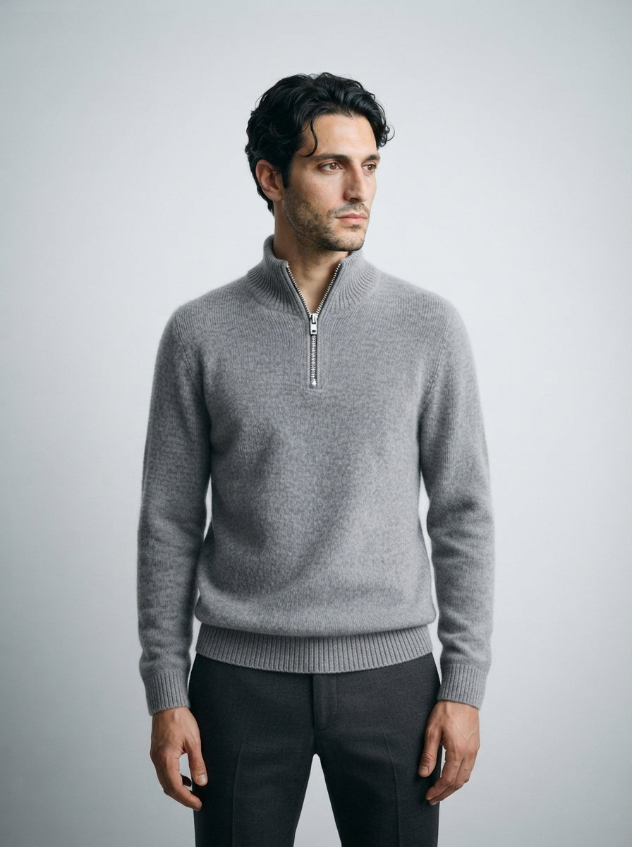 The Ferndale Mock Neck Zip in Gray