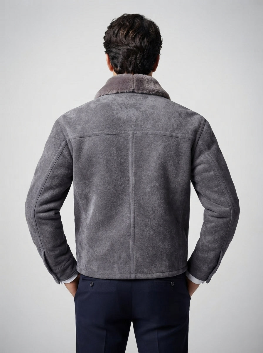 The Ludlow Plush Collar Jacket in Gray