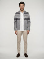 The Braemar Patterned Zip Knit in Gray