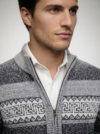 The Braemar Patterned Zip Knit in Gray