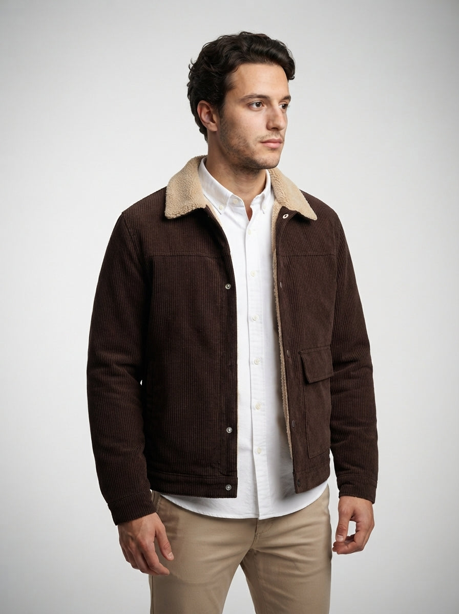 The Ellesmere Corduroy Trucker in Dark Brown