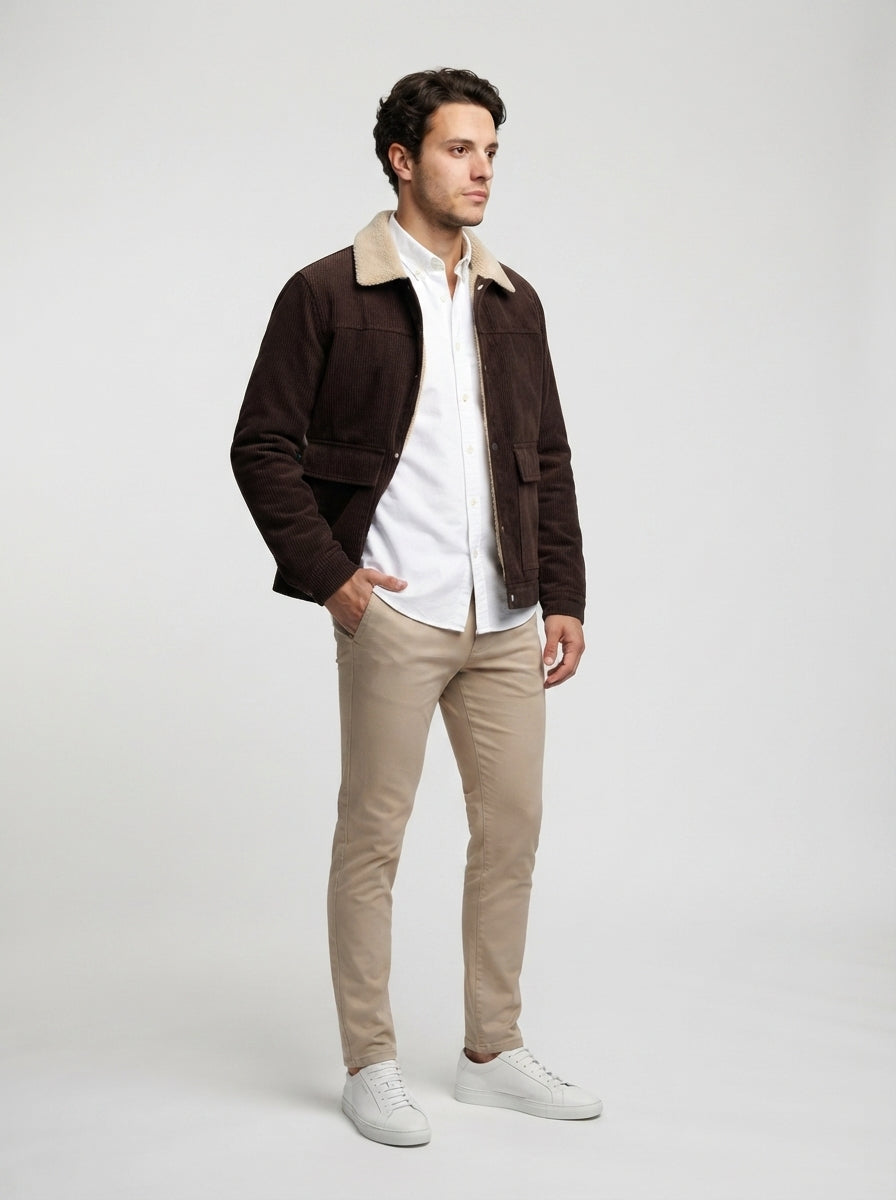 The Ellesmere Corduroy Trucker in Dark Brown