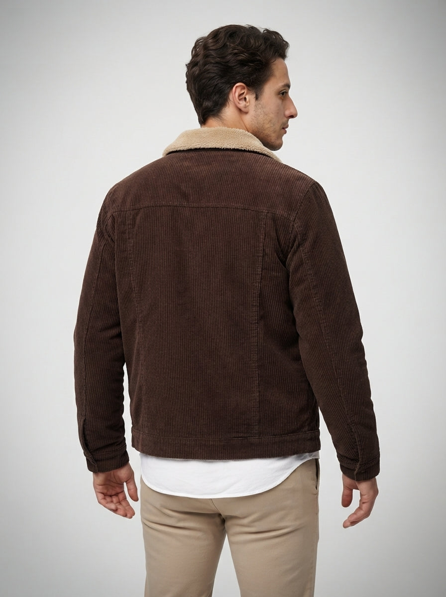 The Ellesmere Corduroy Trucker in Dark Brown