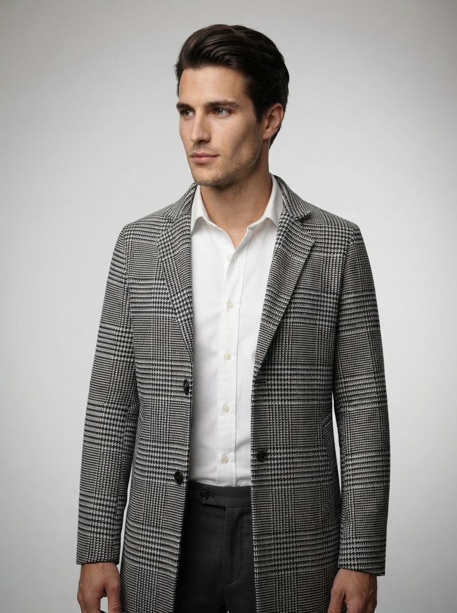 The Wistow Check Overcoat in Gray