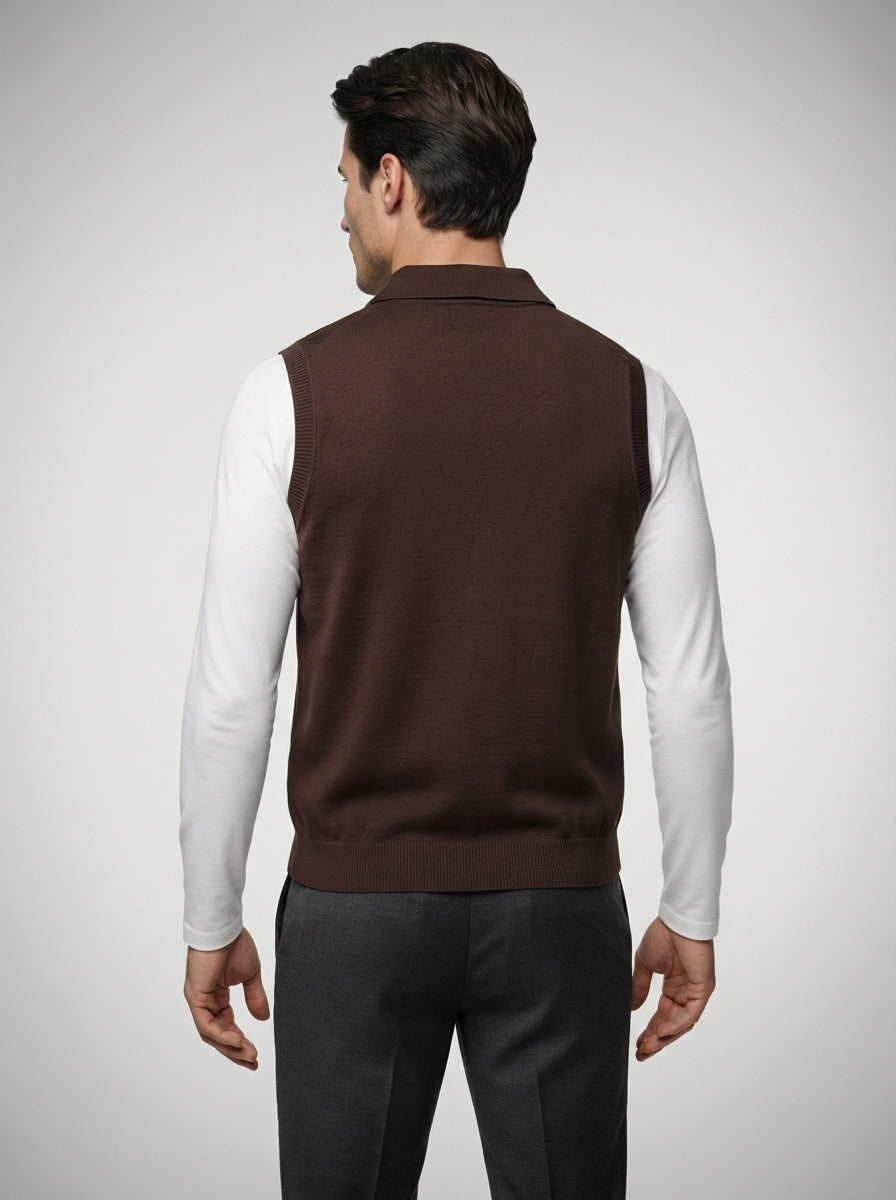 The Winsford Polo Vest in Brown
