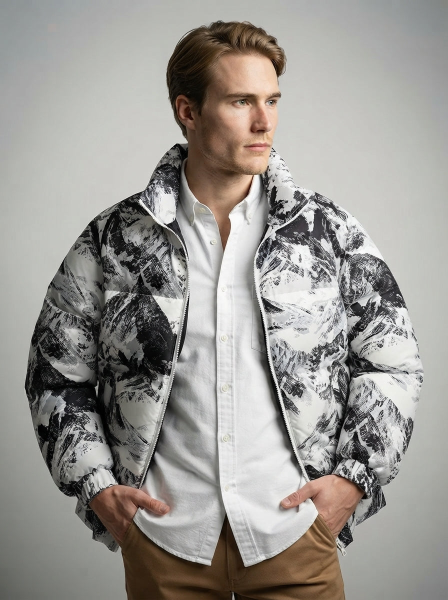 The Blakeney Printed Puffer in White
