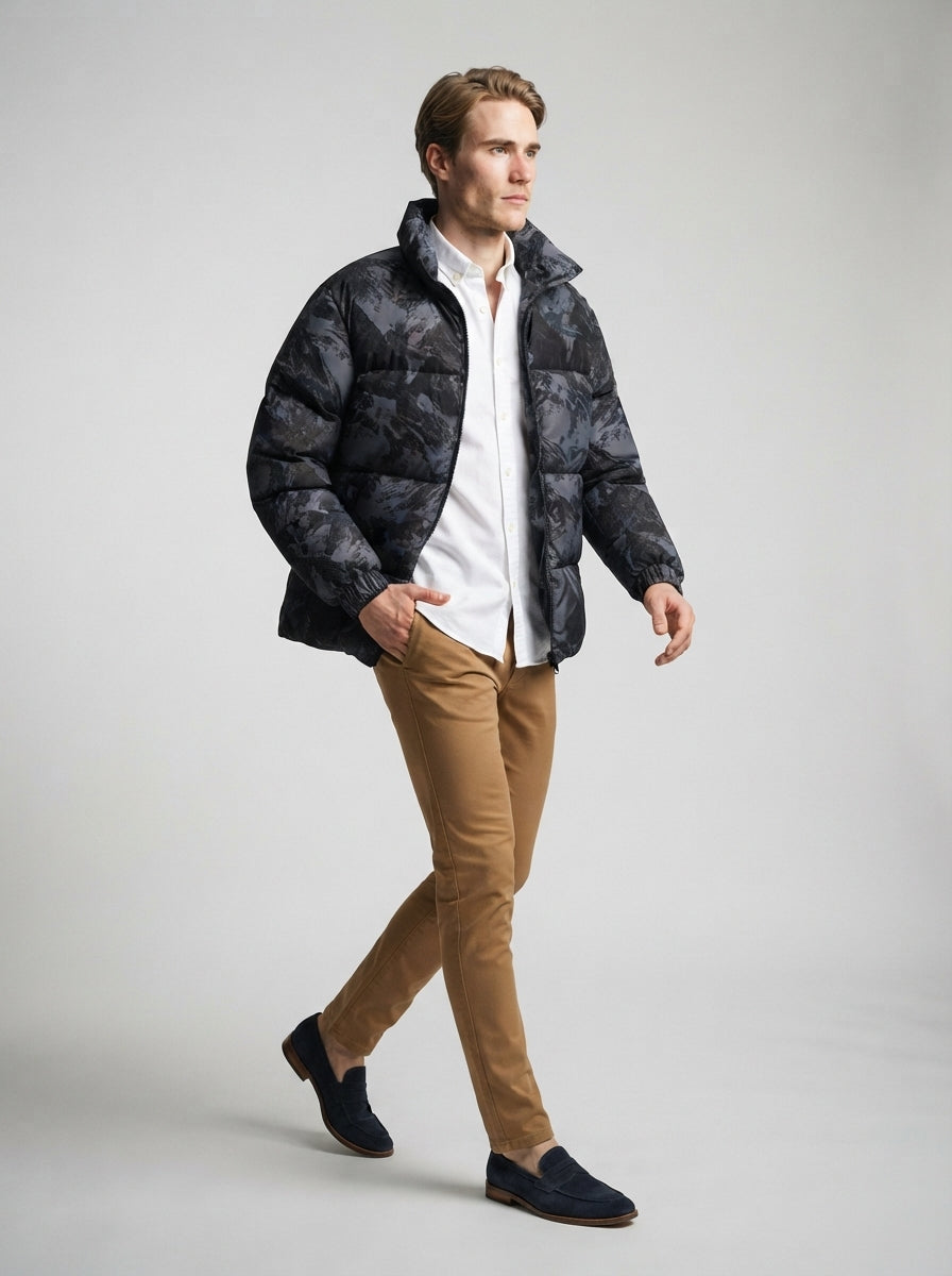 The Blakeney Printed Puffer in Black