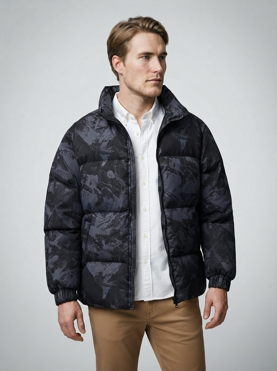 The Blakeney Printed Puffer in Black