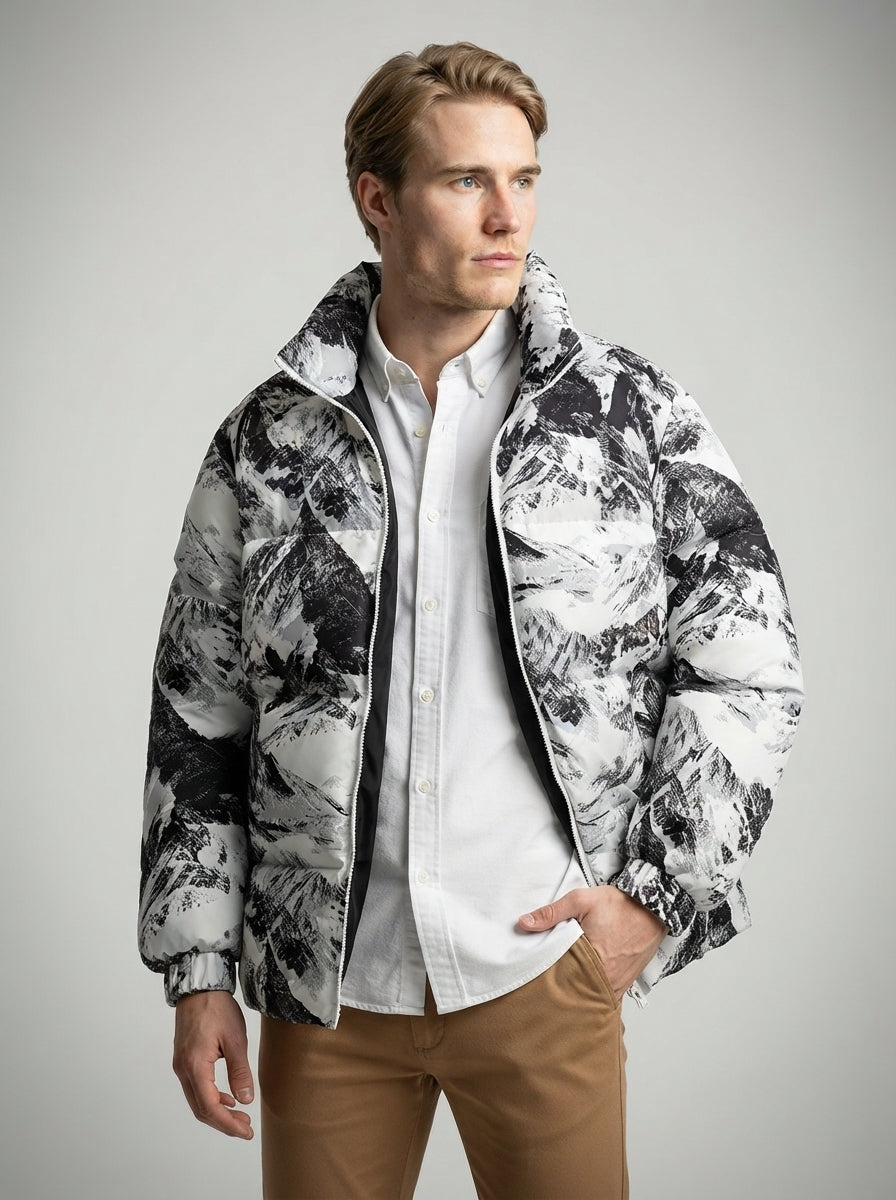 The Blakeney Printed Puffer in White