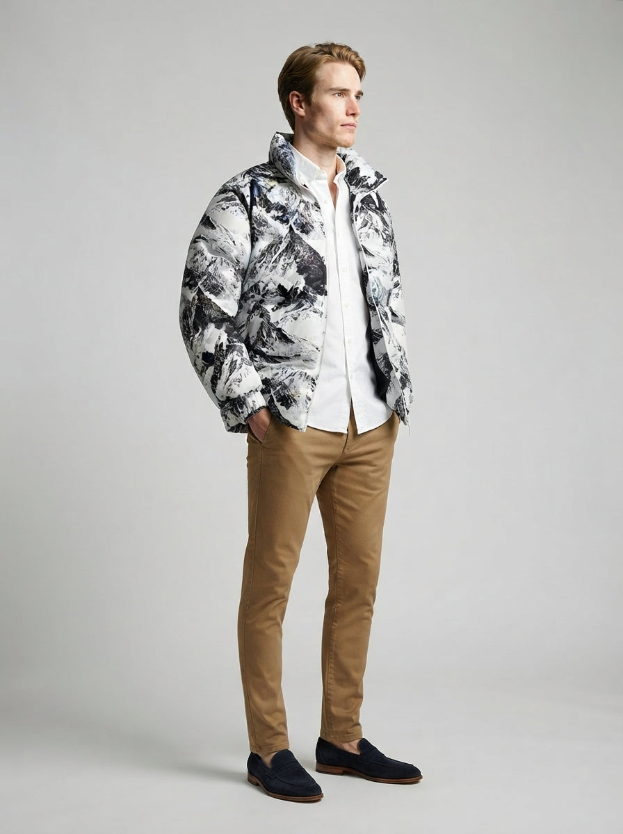 The Blakeney Printed Puffer in White
