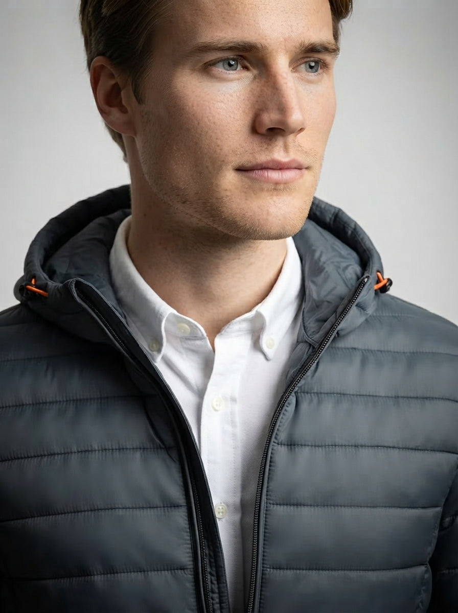 The Wexbury Quilted Hood in Charcoal