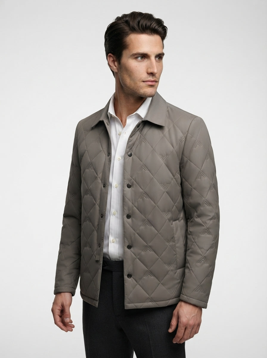 The Wraysbury Quilted Overshirt in Stone