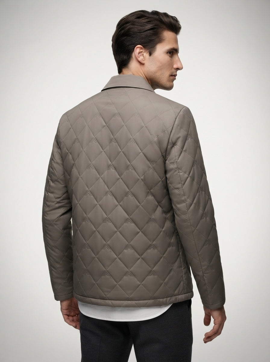 The Wraysbury Quilted Overshirt in Stone