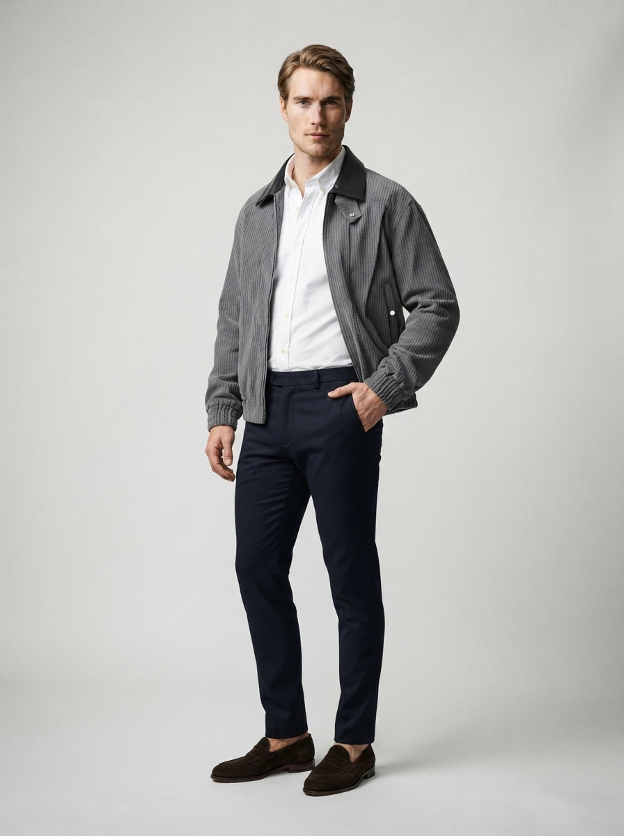 The Loxley Ribbed Blouson in Gray