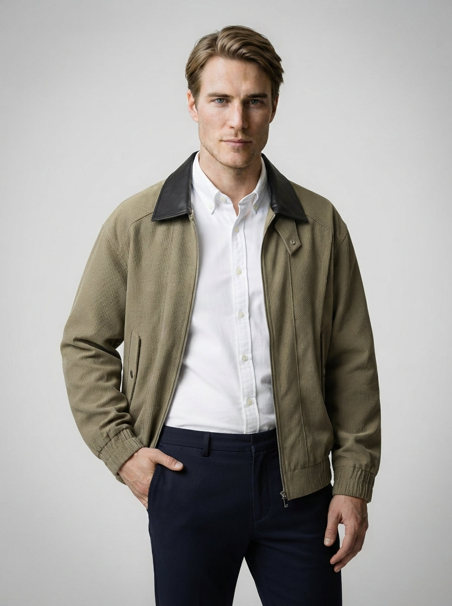 The Loxley Ribbed Blouson in Olive