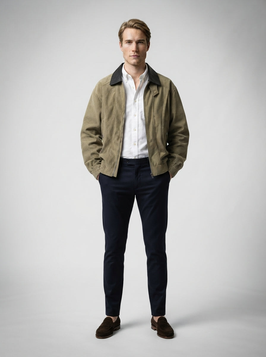 The Loxley Ribbed Blouson in Olive