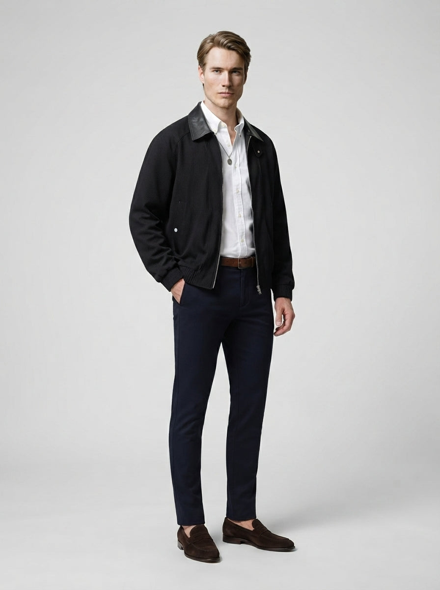 The Loxley Ribbed Blouson in Black