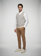 The Wrenbury Stripe Knit Vest in Cream