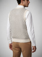 The Wrenbury Stripe Knit Vest in Cream