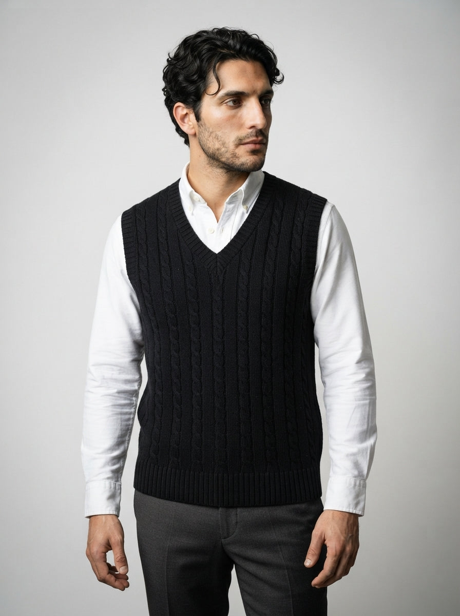 The Falstone Cable Vest in Black