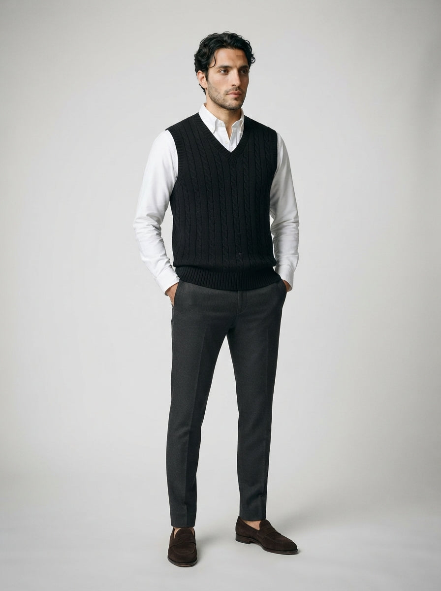 The Falstone Cable Vest in Black