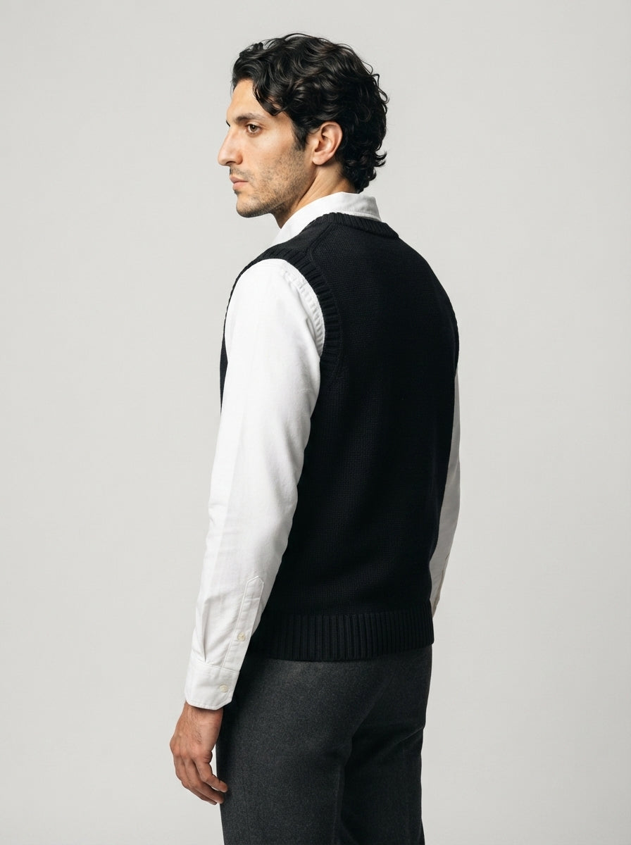 The Falstone Cable Vest in Black