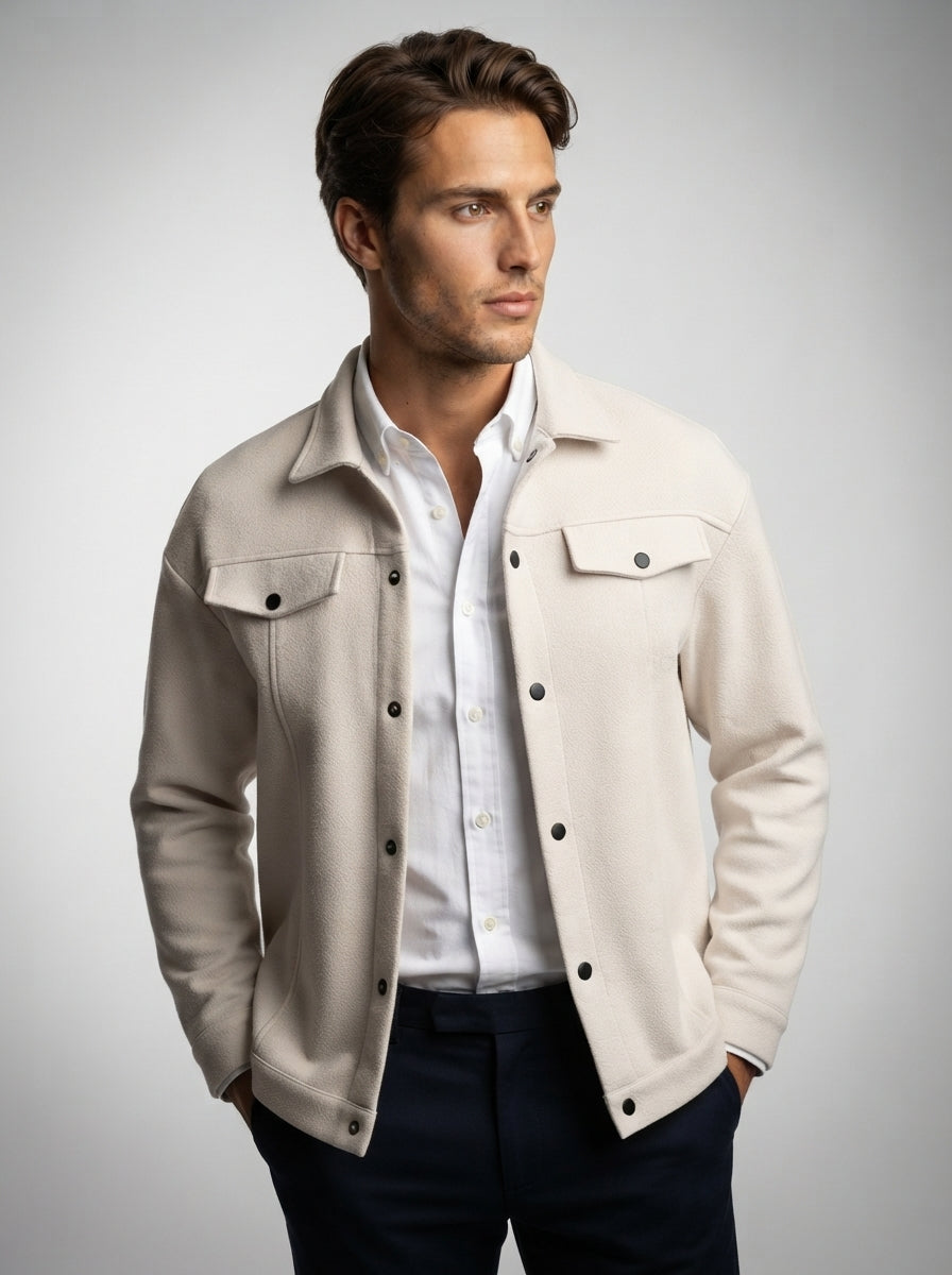 The Harmsworth Snap Overshirt in Apricot