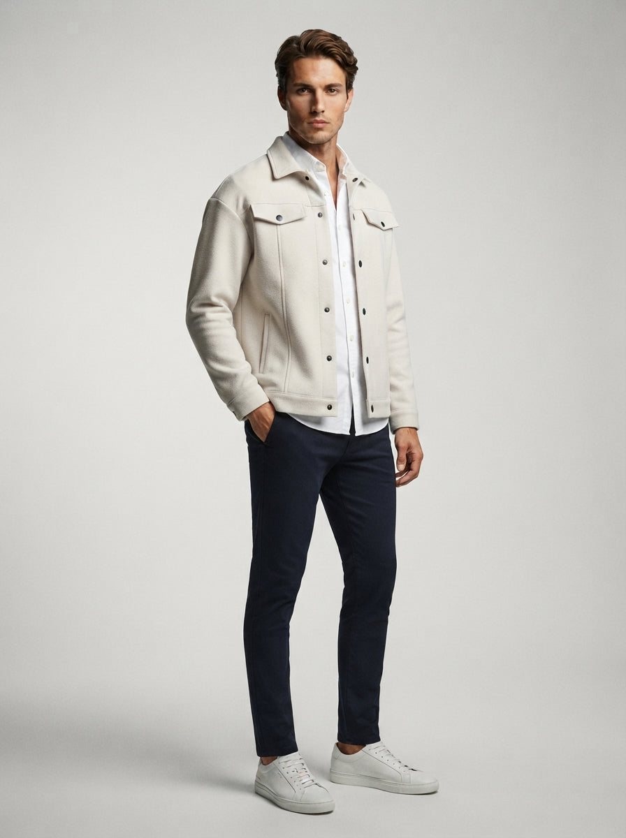 The Harmsworth Snap Overshirt in Apricot