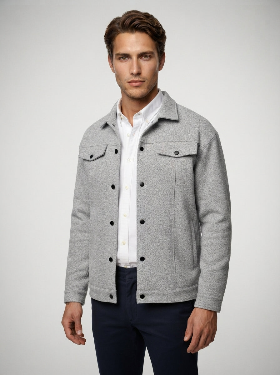 The Harmsworth Snap Overshirt in Light Grey