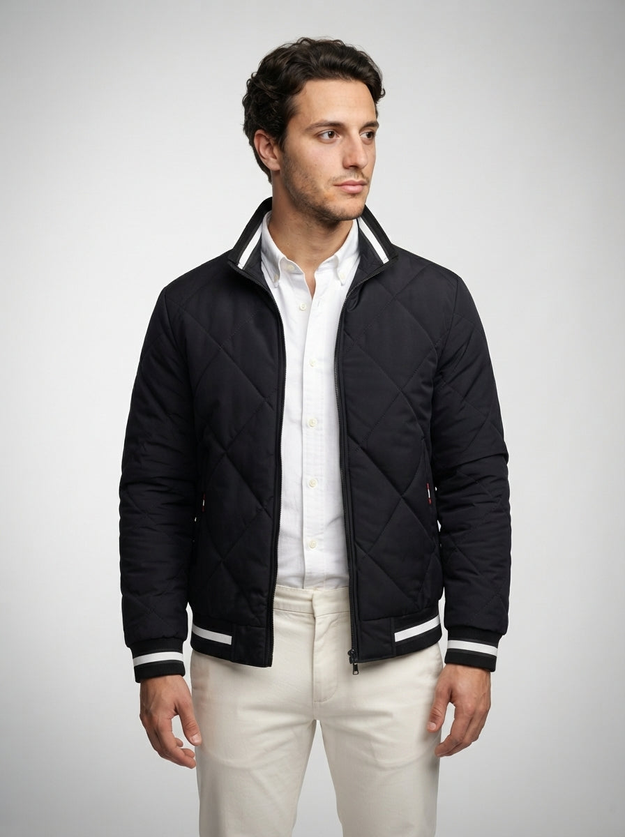The Rothbury Striped Rib Quilt in Black
