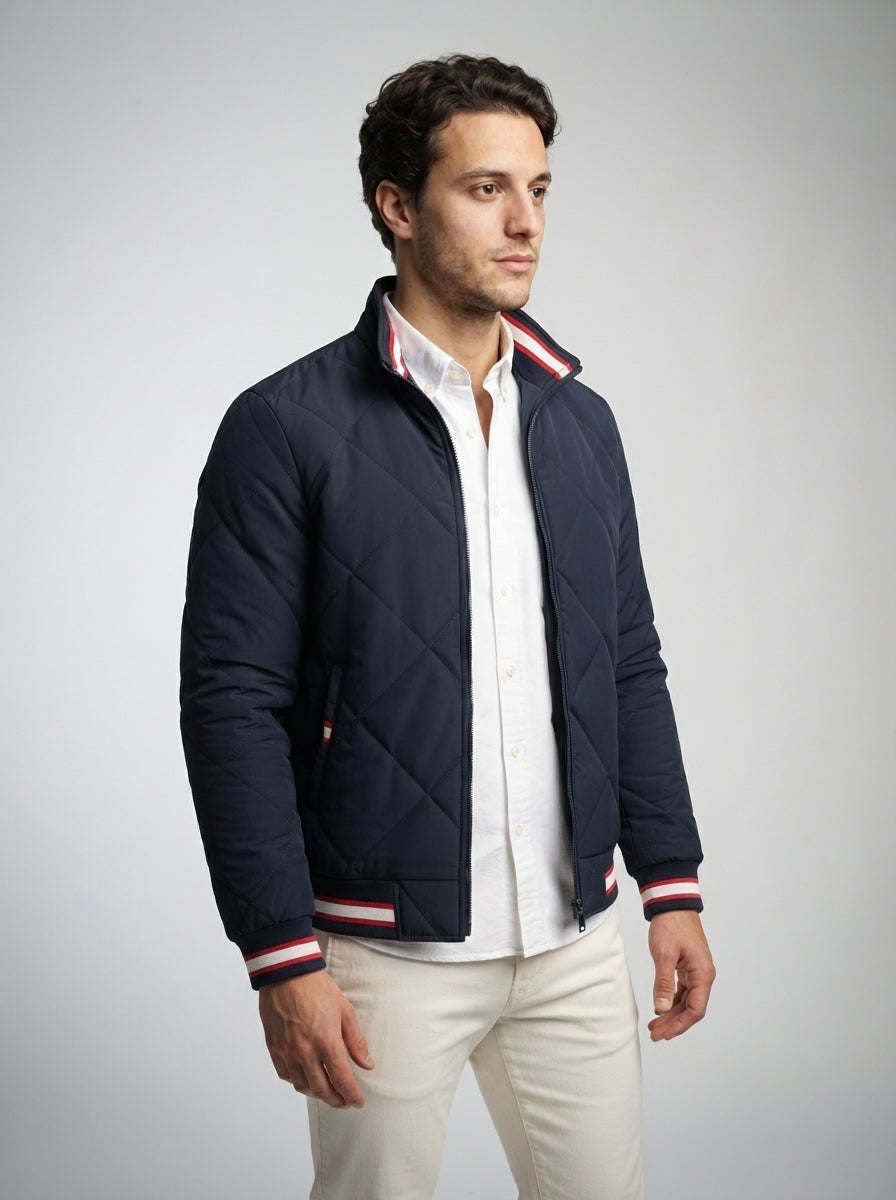 The Rothbury Striped Rib Quilt in Navy