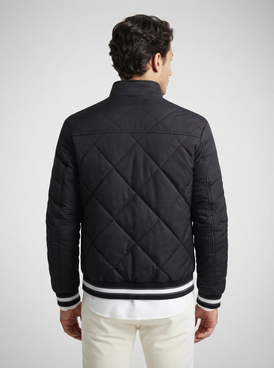 The Rothbury Striped Rib Quilt in Black