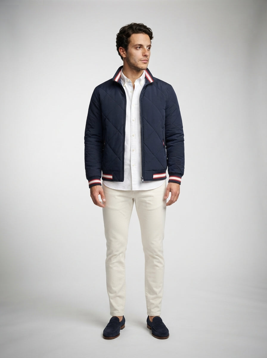 The Rothbury Striped Rib Quilt in Navy
