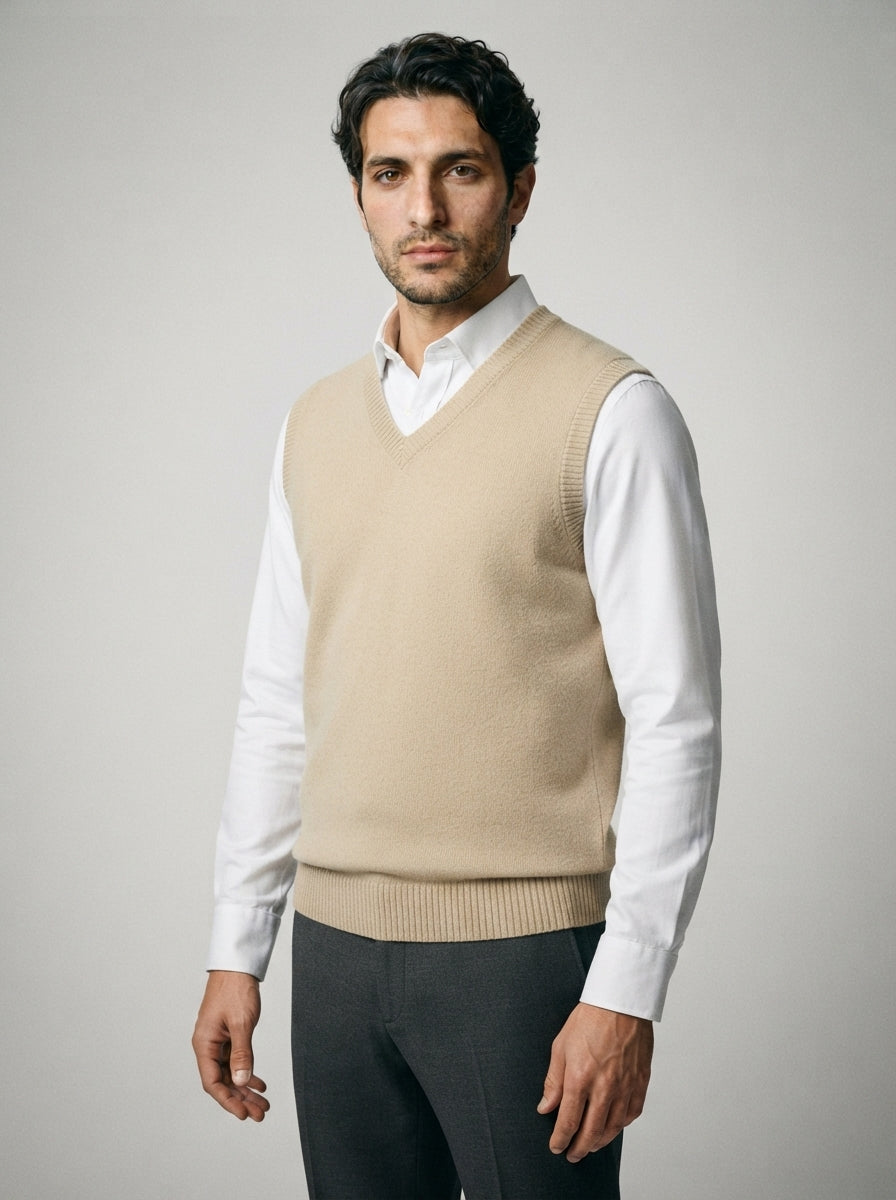 The Whitbourne Knit Vest in Beige