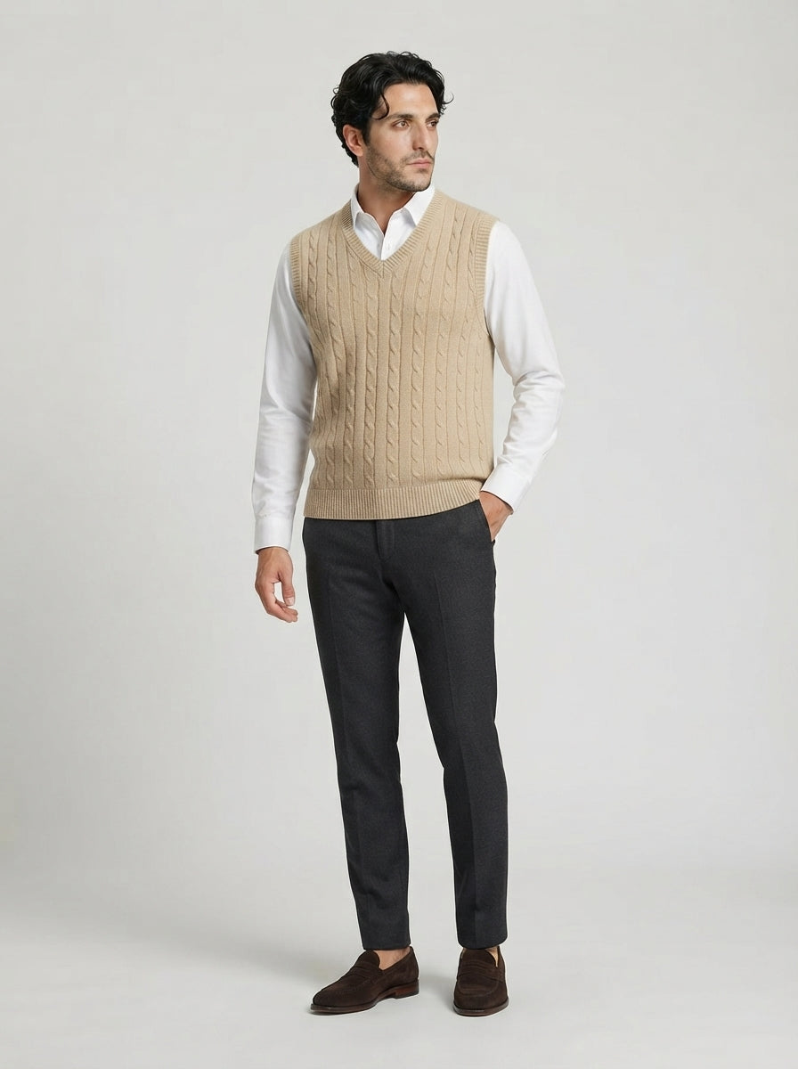 The Whitbourne Knit Vest in Beige
