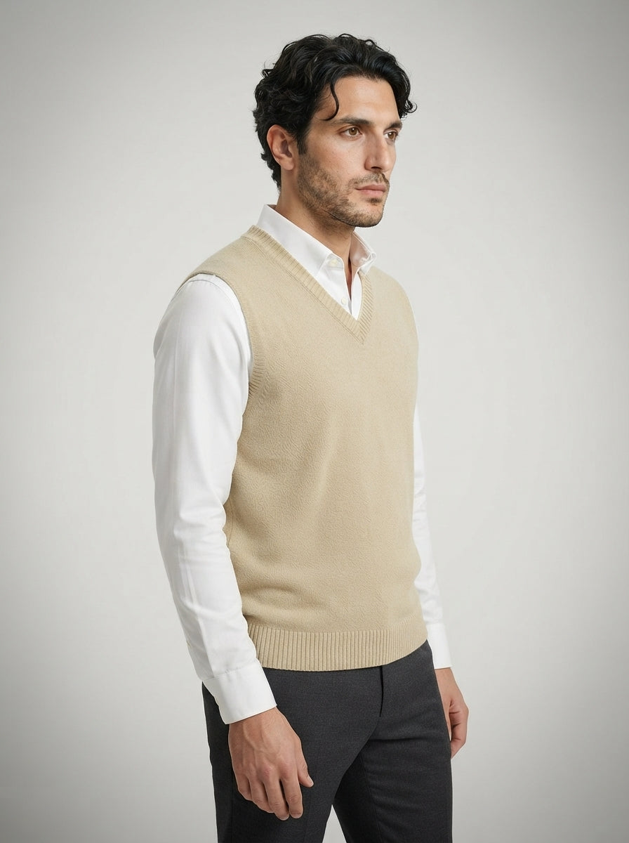The Whitbourne Knit Vest in Beige