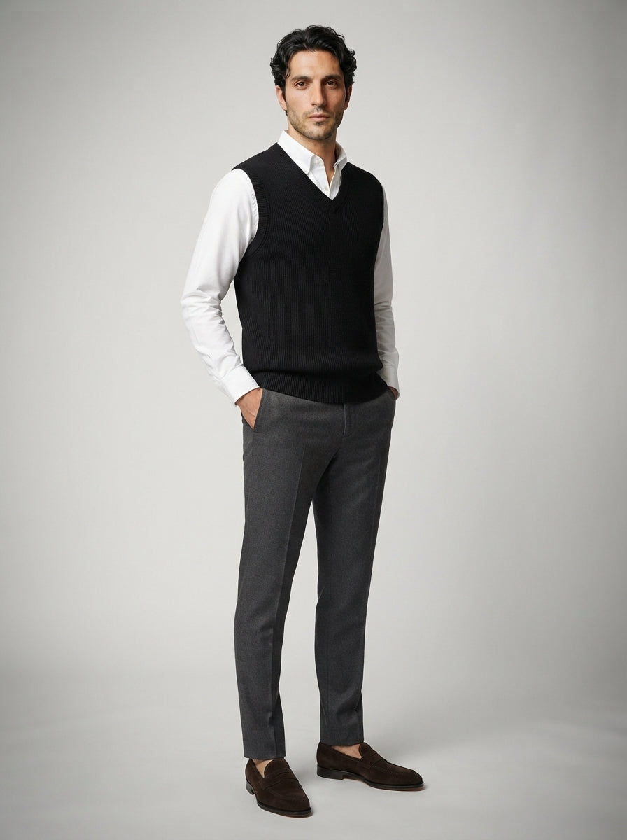 The Whitbourne Knit Vest in Black