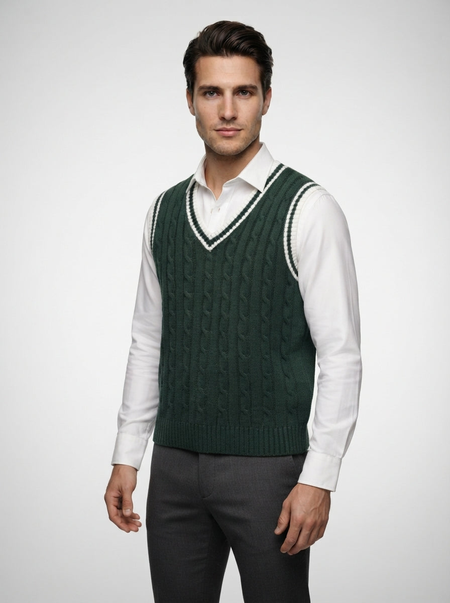 The Sedbergh Cable Vest in Beige