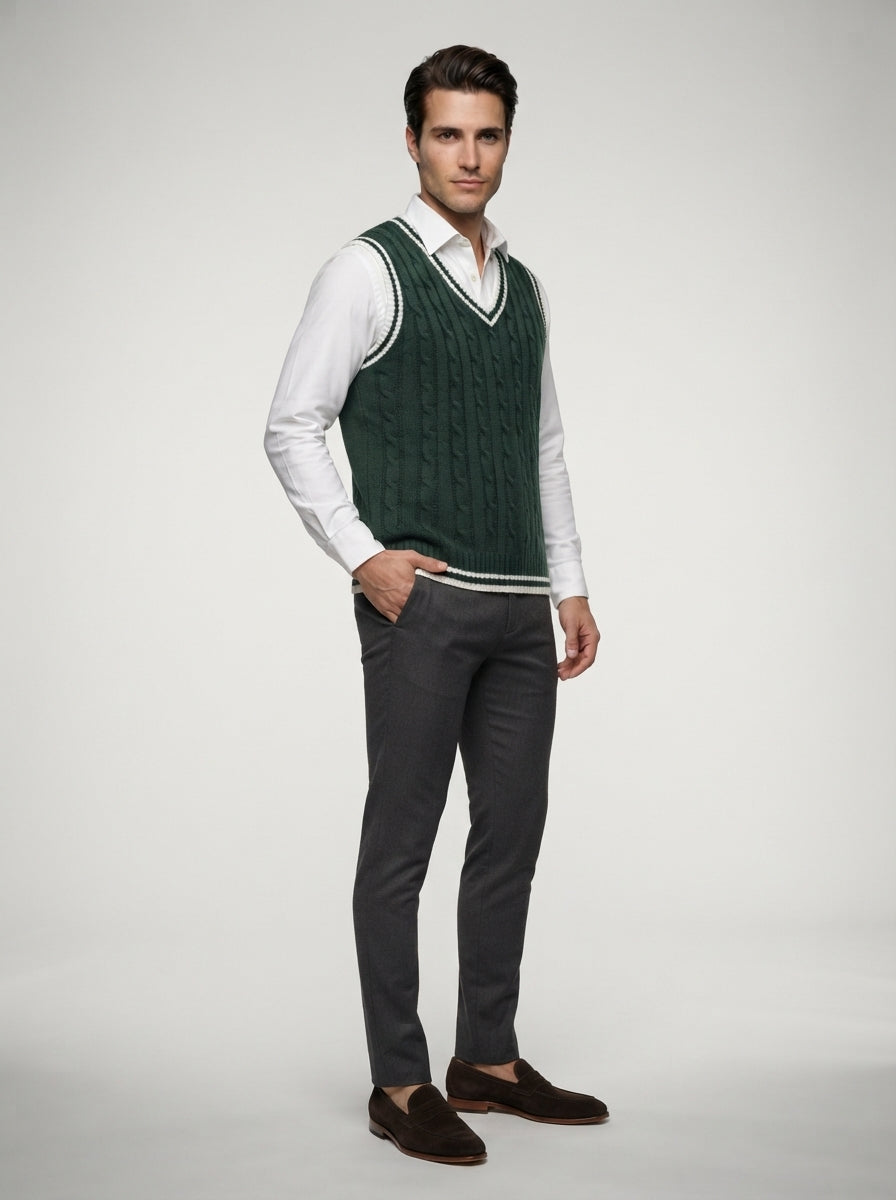 The Sedbergh Cable Vest in Beige