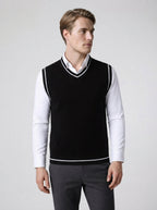 The Radcliffe Tipped Vest in Black