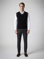 The Radcliffe Tipped Vest in Black