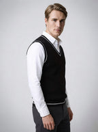 The Radcliffe Tipped Vest in Black