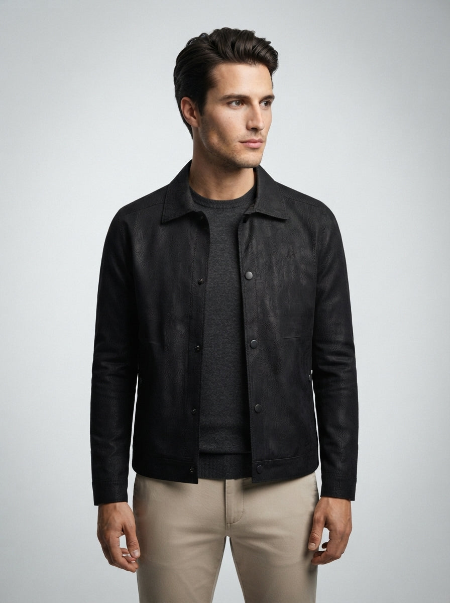 the-foxbridge-trucker-jacket in Black