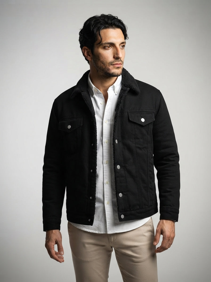 The Harlech Twill Trucker in Black