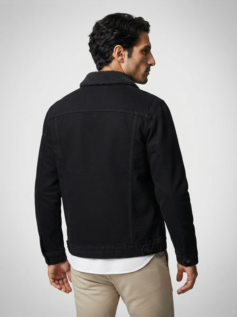 The Harlech Twill Trucker in Black
